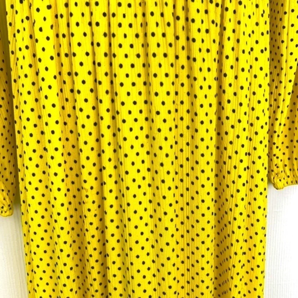 Zara - Yellow And Black Polka Dot Long Sleeve Maxi Dress Size Small